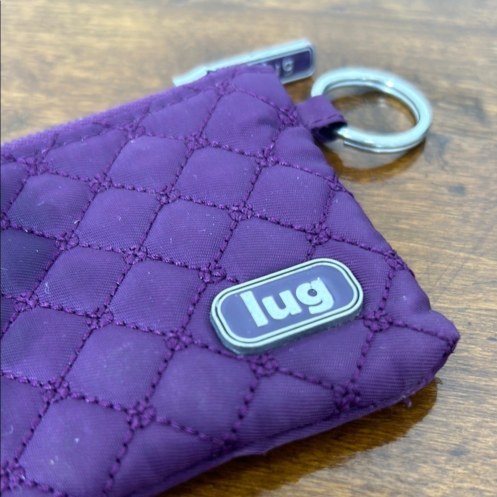 Lug Quilted Purple Coin Purse Zip Wallet Plum Cards Keys Money Travel Organize - Picture 2 of 5